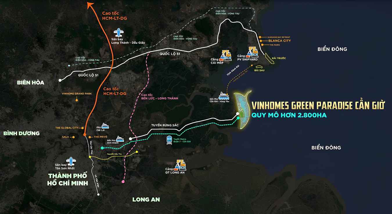 Vị trí tiềm năng của dự án Vinhomes Green Paradise Cần Giờ
