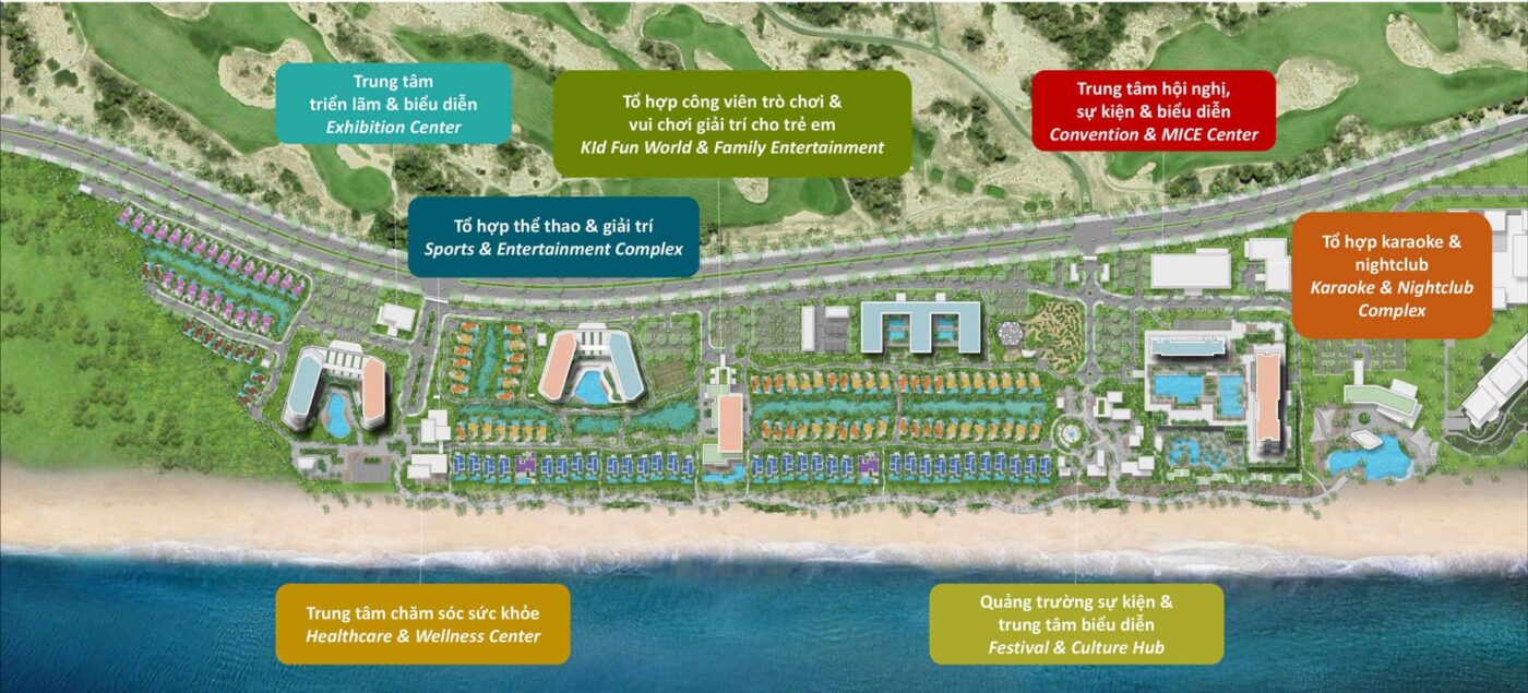 Mặt bằng hệ thống tiện ích tại Maia Resort Hồ Tràm trong phân khu 35 ha