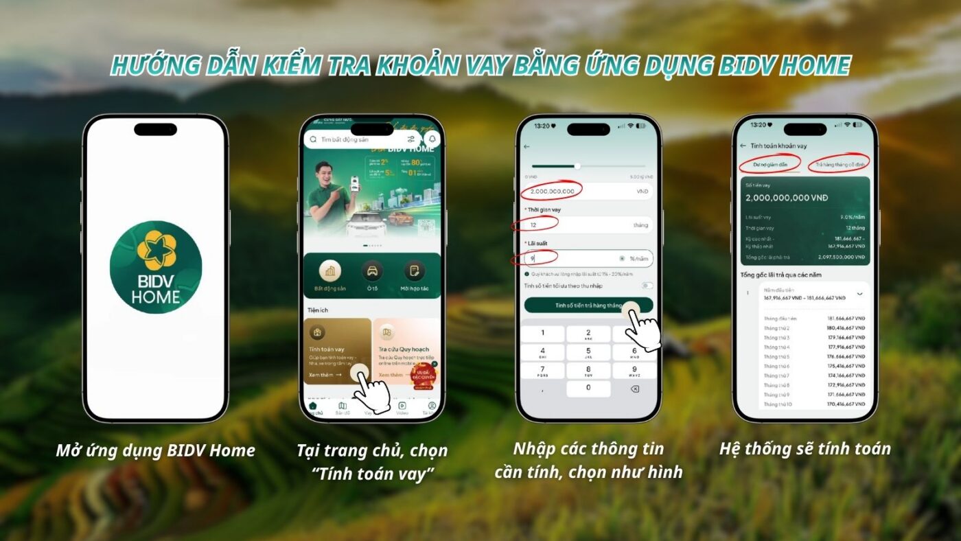 Hướng dẫn kiểm tra khoản vay bằng ứng dụng BIDV Home