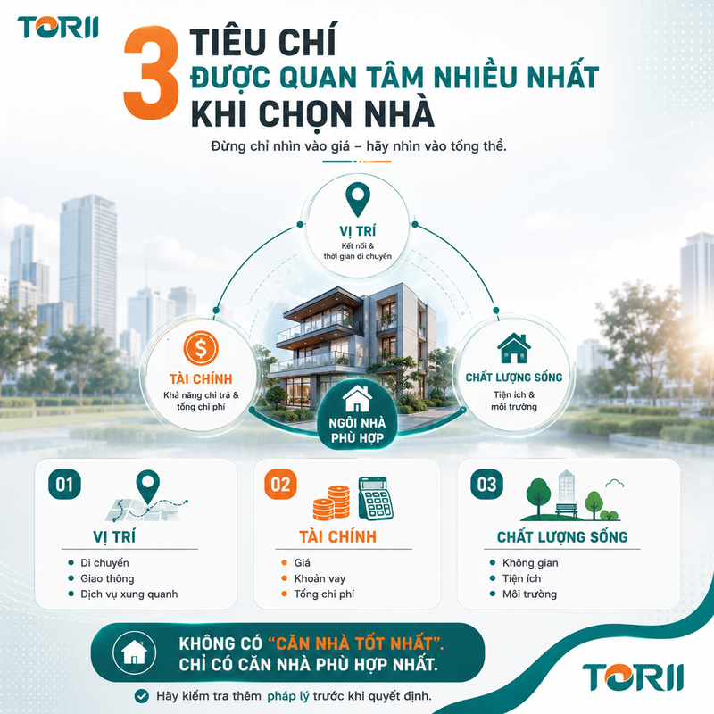 3 tiêu chí được quan tâm nhiều nhất khi chọn nhà